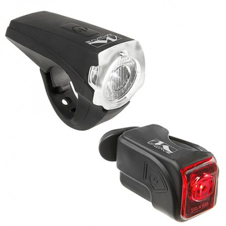 Bike LED Recharge. Battery Lampset M-Wave, black, USB,with certif