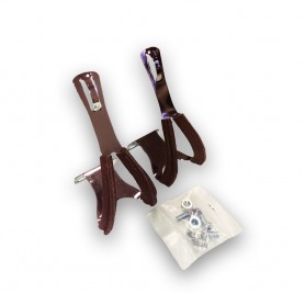 Point Toe Clip - steel - chromed - Size M - Leather coated - brown
