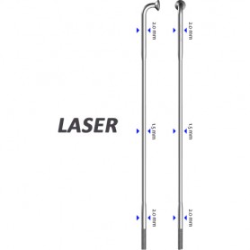 Sapim Speiche Laser 90°, Ø 2.0-1.50-2.0, Alu, silber, 50 Stück