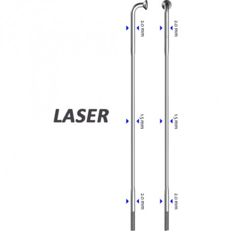 Sapim Speiche Laser 90°, Ø 2.0-1.50-2.0, Alu, silber, 50 Stück