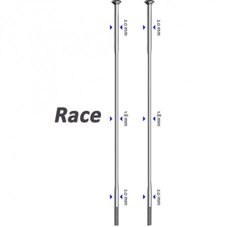 Sapim Speiche Race 0°, Ø 2.0-1.80-2.0, silber, 100 Stück