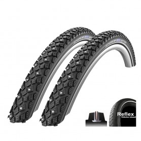 2x Schwalbe tire Winter 16-28" Alu Spikes wired Reflex black + tubes