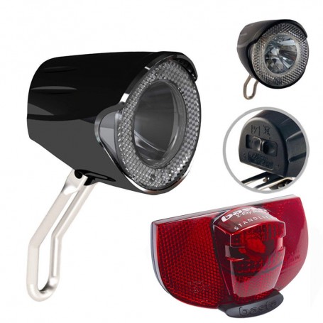 Fahrrad LED Lampen Licht Set Union Scheinwerfer + AXA Rücklicht Standlicht
