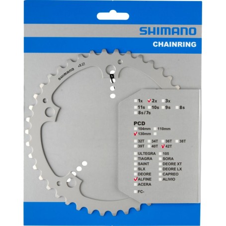 Shimano Chainring ALFINE FC-S501, 42 teeth, 130 mm, silver