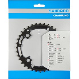 Shimano Chainring DEORE FC-M590, 36 teeth, 104 mm, black