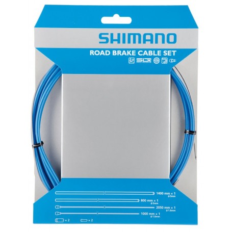 Shimano Brake cable set Road SIL-TEC coated, rear / front, Set, blue