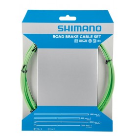 Shimano Brake cable set Road SIL-TEC coated, rear / front, Set, green