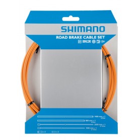 Shimano Brake cable set Road SIL-TEC coated, rear / front, Set, orange