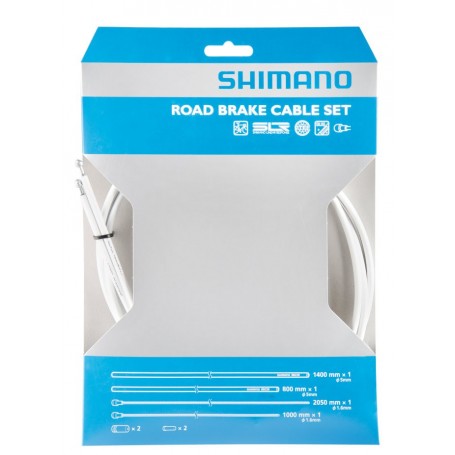 Shimano Brake cable set Road SIL-TEC coated, rear / front, Set, white