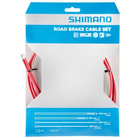 Shimano Brake cable set Road SIL-TEC coated, rear / front, Set, red