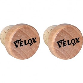 Velox Lenkerstopfen Vintage Holz lackiert mit Kork-Schaft 2 Stück hellbraun