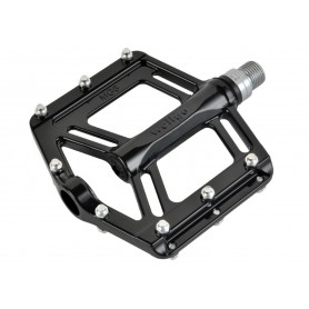 Wellgo Pedals MG6 AL, MTB/BMX, black platform pedal with replaceable Pins, Alu cage pair