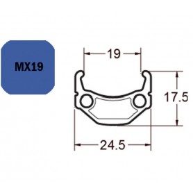 Exal MX19 Felge 28 Zoll 622-19 36L VL 6.5mm Einfachoesen schwarz