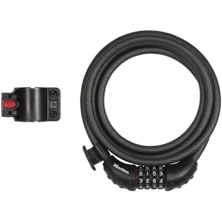 Master Lock Cable lock Quantum black with holder 10mm x 180cm