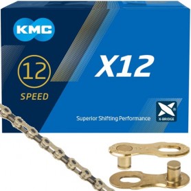 KMC Kette X12 12-fach 126 Glieder gold schwarz Box