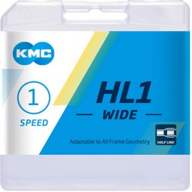 KMC Kette HL1 wide silver 1-fach 100 Glieder Halflink silber Karton