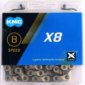 KMC Kette X8 8-fach 114 Glieder silber grau Karton