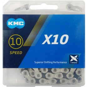 KMC Chain X10 114 Links silver/black Box