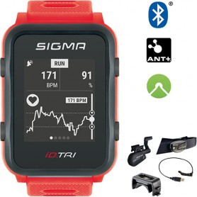 Sigma Pulse-Watch iD.Tri Triathlon Set neon red