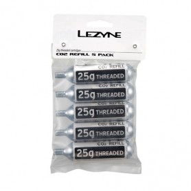LEZYNE CO2 cartridge 5 pieces silver with white stickers 25g