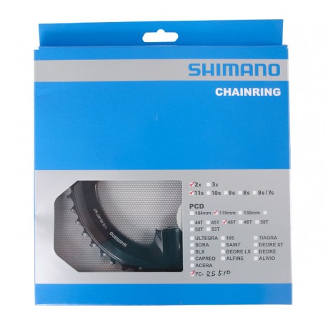Shimano chainring FC-RS510 46 teeth 4-hole 110mm bolt circle aluminum black