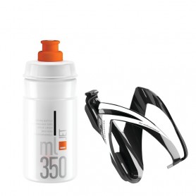 Elite Trinkflasche+ Halter Kit Ceo 350ml, weiß/orange, schwarz/weiß glanz