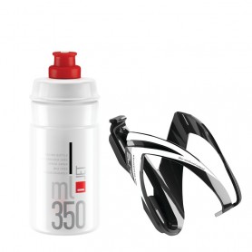 Elite Trinkflasche+ Halter Kit Ceo 350ml, weiß/rot, schwarz/weiß glanz