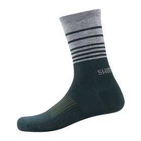 Shimano Original Wool Tall Socks Socken dark green stripes Größe L-XL (45-48)