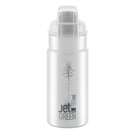 ELITE, Trinkflasche mit Schutzkappe, JET GREEN PLUS transparent graues Logo 550 ml (Biokunststoff)