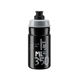 ELITE, Trinkflasche, JET schwarz, graues Logo, 350ml, Durchmesser 66mm