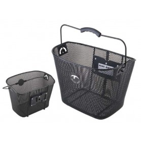 Front basket, fine mesh, with carrying handle - black