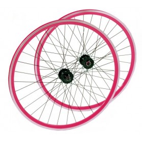 Single Speed Wheel Set - Fixed and Free 700C - 36-holes - red/black