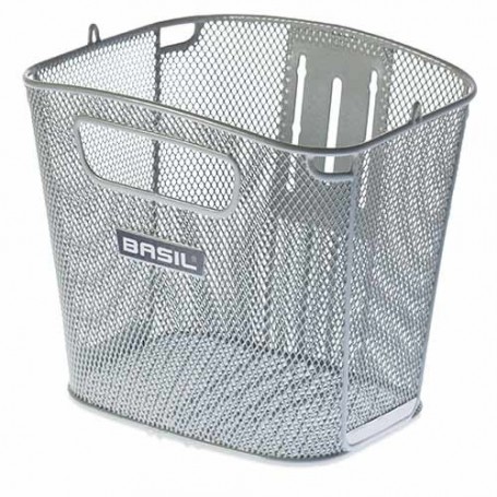 BASIL Front-Basket Bold Front fixmounted, silber