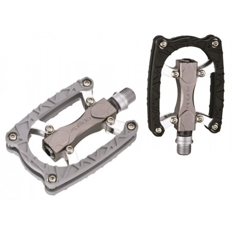 Xpedo Pedals TRAVERSE 4 platform Alu cage with Kraton surface silver