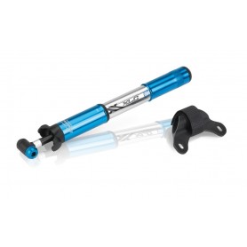 XLC Mini pump MTB PU-M02 7 bar 220mm Alu Dual head silver blue
