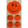 Reflective sticker set Smily self-adhesive orange, 1x Ø 5cm, 4x Ø 2,5cm