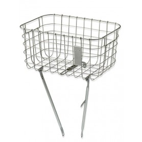 Basil Front wheel basket Robin with struts 30x46x23 cm wide-meshed silver