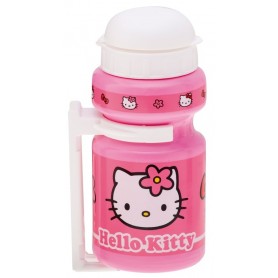 Drinking bottle Hello Kitty 300ml with holder pink cap white
